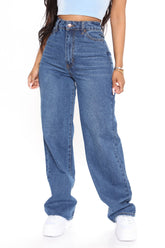 Outta The Way Non Stretch Straight Leg Jeans - Dark Wash Ins Street